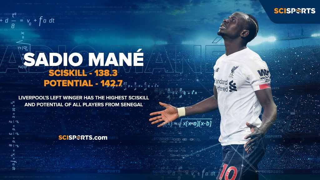 SciSportsLive's tweet photo. Sadio Mané🇸🇳⚽️ | Let's take a look at Sadio Mané. The left winger of Liverpool FC has the highest #SciSkill and #SciSkill potential of all players from Senegal. Mané has a #SciSkill of 138.3 and a potential of 142.7🔥 https://t.co/MrNpxaAOC9