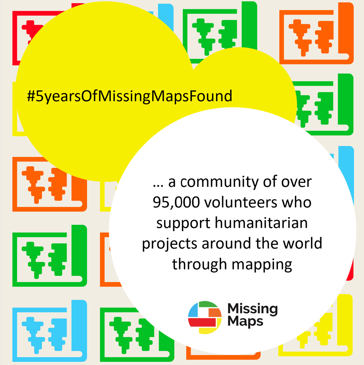 Amazing! #MissingMaps turns 5 years old. Happy Birthday! Read more about it here (and how you can contribute): missingmaps.org/blog/2019/11/2…  #5YearsOfMissingMapsFound