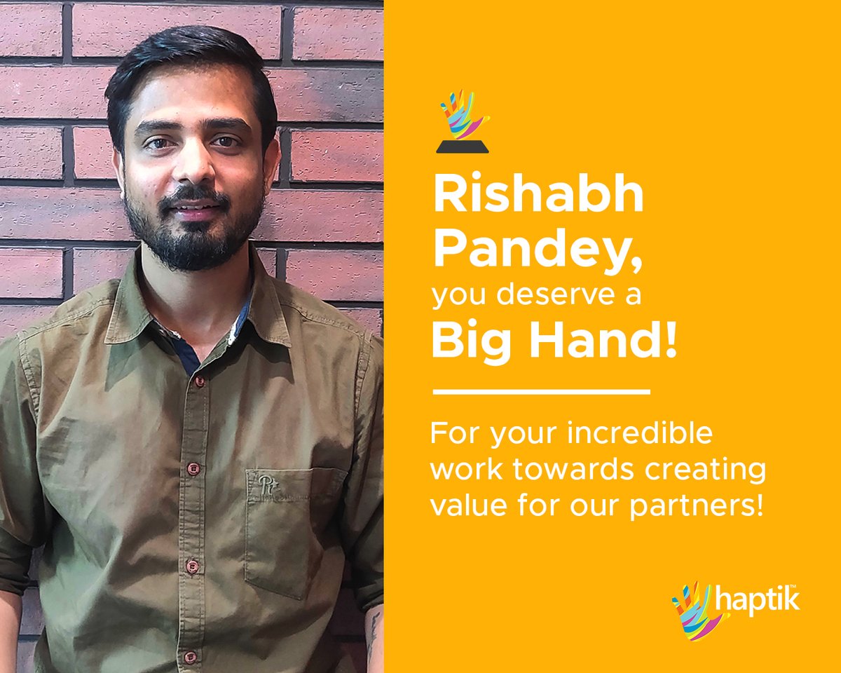 haptik's tweet photo. Once again, the time has come to bring out the Big Hand Awards to honor the humans behind the machine. Kruti Khandelwal, Rishabh Pandey, Pratham Agrawal - it is your tireless efforts that make us the best #ConversationalAI game in town!
#LifeAtHaptik #HumansOfHaptik https://t.co/y5doGqQttx