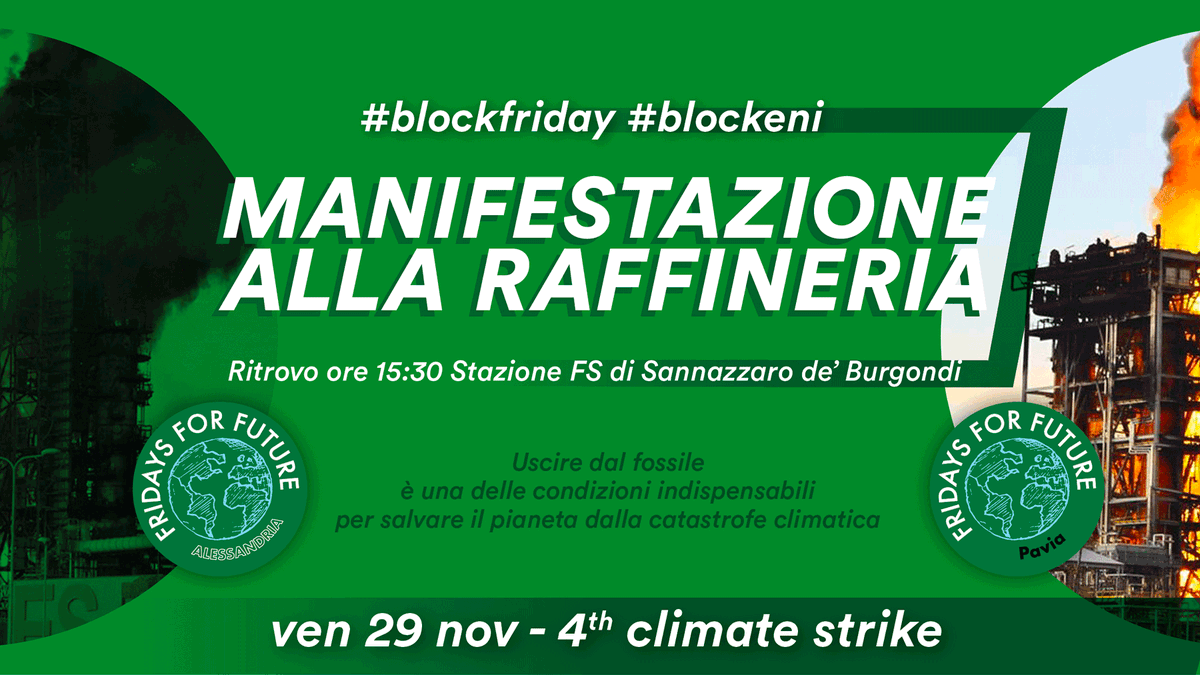fff_piemonte's tweet photo. Il #ClimateStrike prosegue con la manifestazione di oggi a #Sannazaro per l'uscita dal fossile.

#StopEni #Climat #ClimateEmergency #BlackFriday2019 #blackfriday #29Novembre https://t.co/gHdkBbzKeP