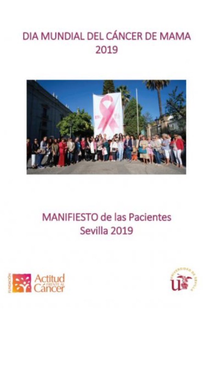 6️⃣9️⃣Viernes de  #CreamosLazos 📜”Manifiesto de las Pacientes de Sevilla en el #DíaMundialCáncerMama 2019” vía <a href="/actitud_cancer/">Frente al Cancer #EsperanzaActiva</a> 👉actitudfrentealcancer.org/manifiesto-pac… <a href="/unisevilla/">Universidad de Sevilla</a> @Gabifcom <a href="/DraAnaCasas/">Ana Casas MD, PhD #ToPutEnergyintoScience</a> <a href="/_SEOM/">SEOM</a> <a href="/saom_oncologia/">SAOM</a> <a href="/RICOMSevilla/">Colegio de Médicos de Sevilla</a> <a href="/dmavicente/">david vicente baz</a> <a href="/PepedeLeon4/">Pepe de Leon</a> <a href="/HospitalUVRocio/">Hospital Universitario Virgen del Rocío</a> <a href="/saludand/">Consejería de Sanidad, Presidencia y Emergencias</a>