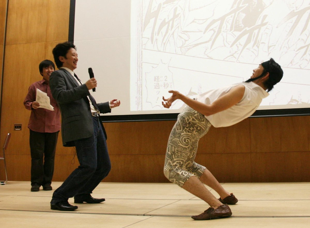 LegoAlex98's tweet image. Have some goofy ass pics of Araki  from a Jojo Posing Event 

He's trying so hard my king 😭