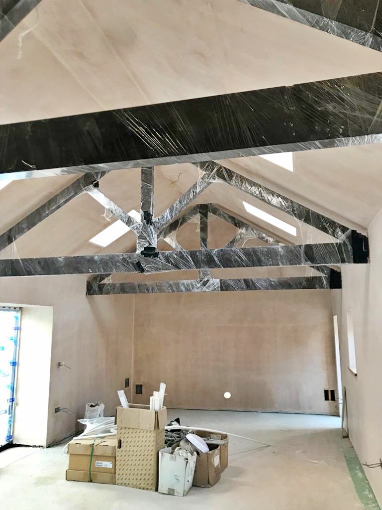 mpc_group1's tweet photo. With the original lime render removed, consolidation coat applied to the cob &amp; a new lime putty coat properly applied, our teams have now also completed the remaining boarding and skimming to the interiors of the barn conversions on our project in Spreyton for Jameson Homes. https://t.co/aLl5ow9ylF