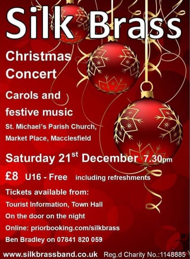 *** SILK BRASS ANNUAL CHRISTMAS CONCERT*** <a href="/maccloop/">maccloop</a> <a href="/MaccSocial/">#MaccSocial</a> <a href="/locpeoplemacc/">Local People Macc</a> <a href="/MaccReTweet/">Macclesfield Retweet</a> <a href="/Macctodaynews/">Macclesfield Today</a> <a href="/totallymacc/">Totally Locally Macc</a> <a href="/CheshireLiveMac/">Cheshire Live - Macclesfield</a> <a href="/OneMacclesfield/">Visit Macclesfield</a> <a href="/silk1069/">Cheshire's Silk 106.9</a> <a href="/CanalsideRadio/">Canalside Radio</a> <a href="/cheshirelife/">Cheshire Life</a> <a href="/socheshire/">So Cheshire</a> <a href="/DailyCHESHIRE/">CHESHIRE</a> @CheshireTowns
