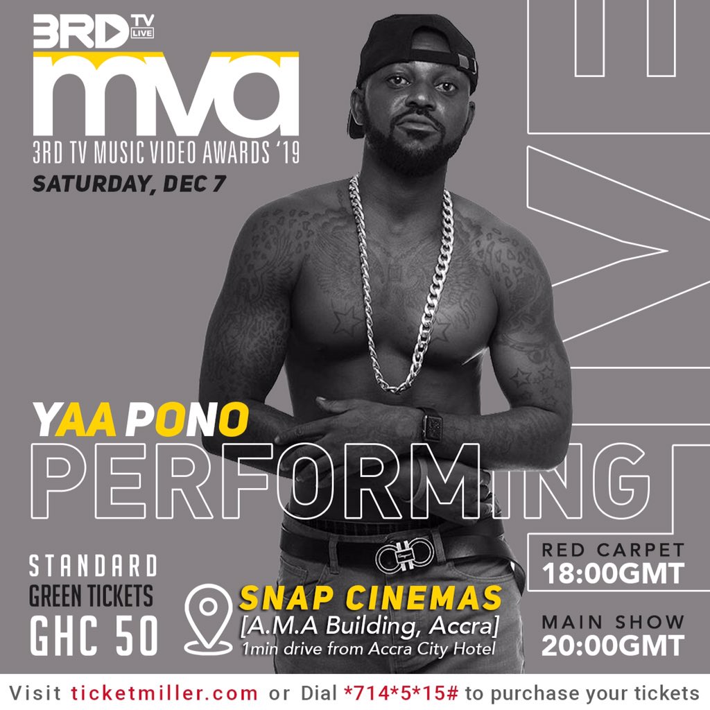 3rdtvmva's tweet photo. #3RDTVMVA19 • [ P E R F O R M E R ]
Areaaa! If you want @ponobiom to whisper into your ears and tell you #BibiNti na #ObiaaWoNeMaster just Dial *714*5*15# to grab your Green Tickets to watch him perform LIVE at the #3RDTVMVAs
#CelebratingGhanasFinestEntertainers https://t.co/8swm8TPVHh