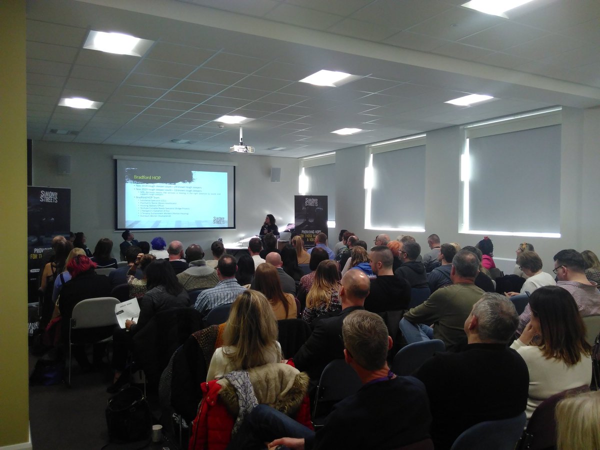 simonotstreets's tweet photo. Fantastic to hear about the Bradford Homeless outreach partnership which includes outreach workers, a substance specialist, a psychiatric nurse from @BevanCIC a housing options officer and navigators! #Homelessseminar https://t.co/yWYEkWl69C