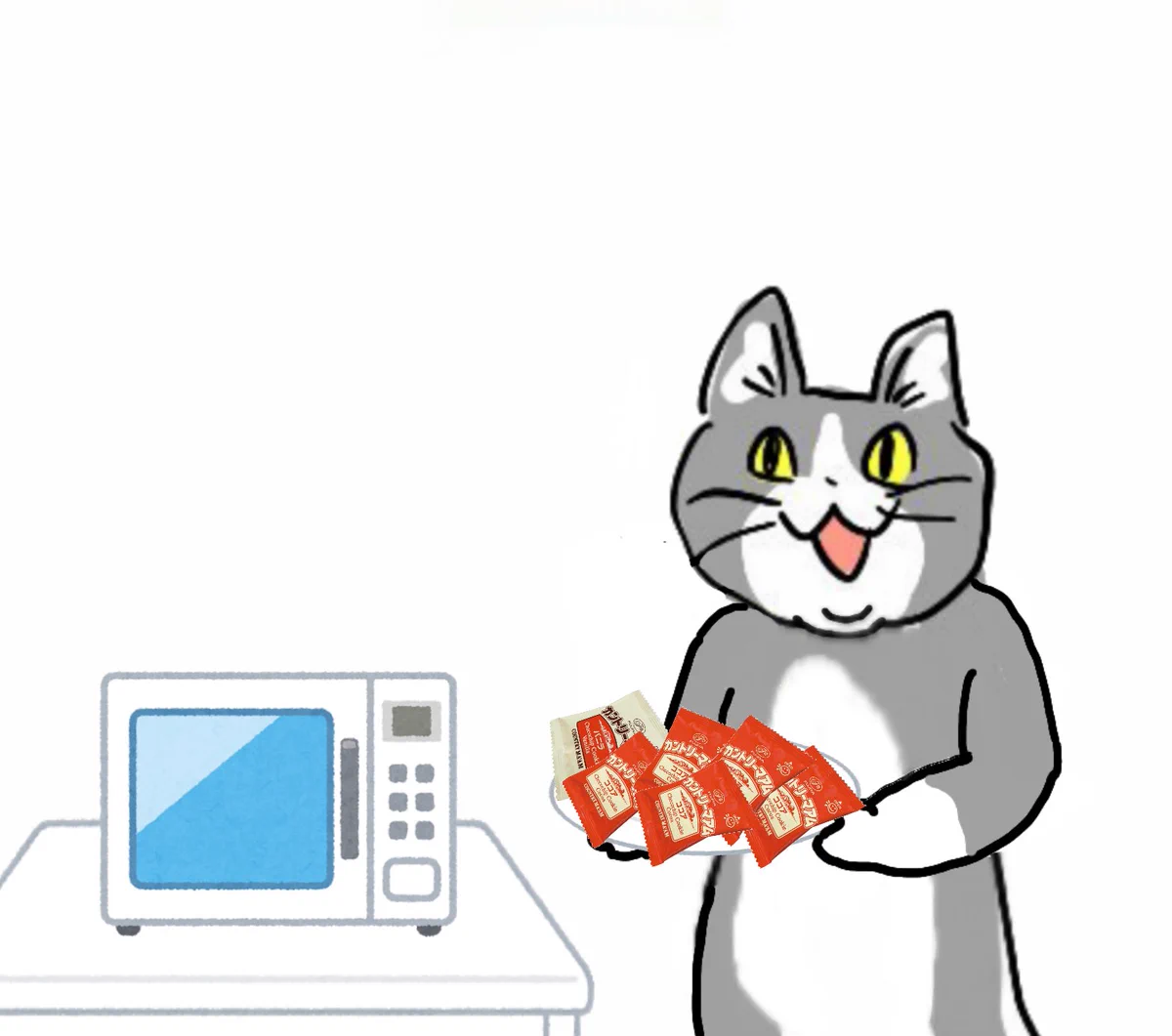 現場猫がカントリーマアムを電子レンジでチンするようです！！！