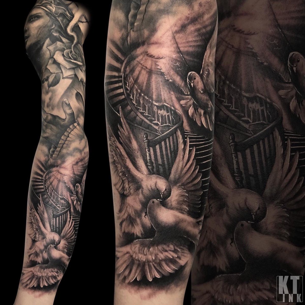 彫師 Kt 仙台タトゥー東京 マリア様やった腕に 鳩を追加しました Kt信者 リツイートよろしく Tattoo Kt タトゥー 刺青 栗原市 宮城 東京 目黒 Pigeon 鳩