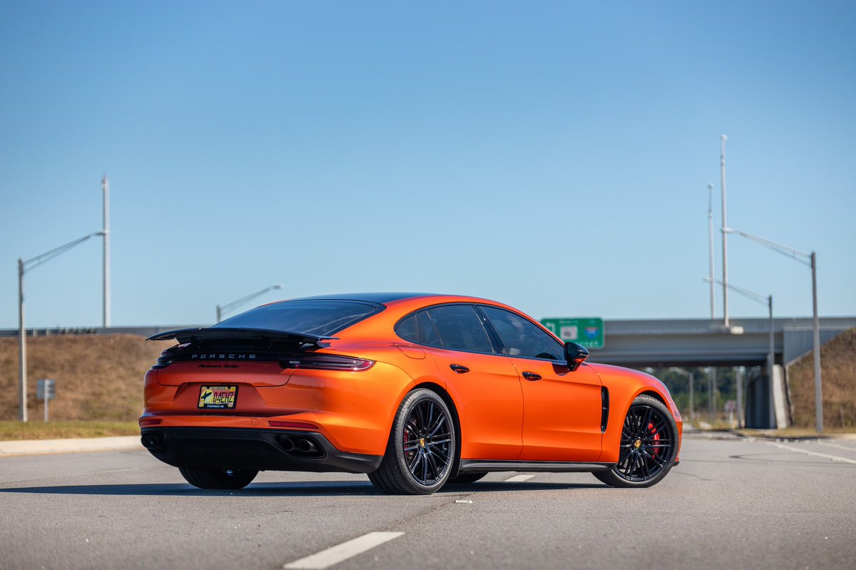 201WRAP's tweet photo. killing, it, daily 🔥.. 
@3MFilms #GlossFieryOrange #wrapped up stunning on this 2019 #Porsche #Panamera Turbo 
#201WRAP #paintisdead #porschewrap #panameraturbo #jacksonvillewraps #porschejax https://t.co/qlbHR8ES9g