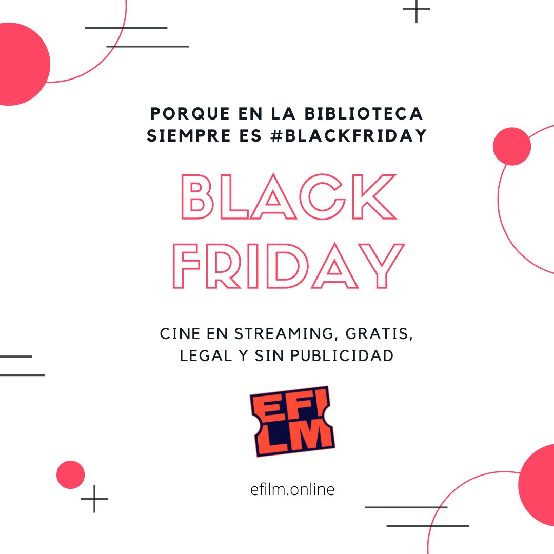 BiblogTecarios's tweet photo. 📽️ Porque en las bibliotecas es siempre #BlackFriday. Dale al play y accede a más de 20.000 películas, documentales y series gratis en #eFilm
Sólo necesitas el carné de la biblio de tu barrio: https://t.co/FiWEIltaum
#BlackFriday2019
#RecomendaciónBiblogTecaria https://t.co/7MSevLHaFB