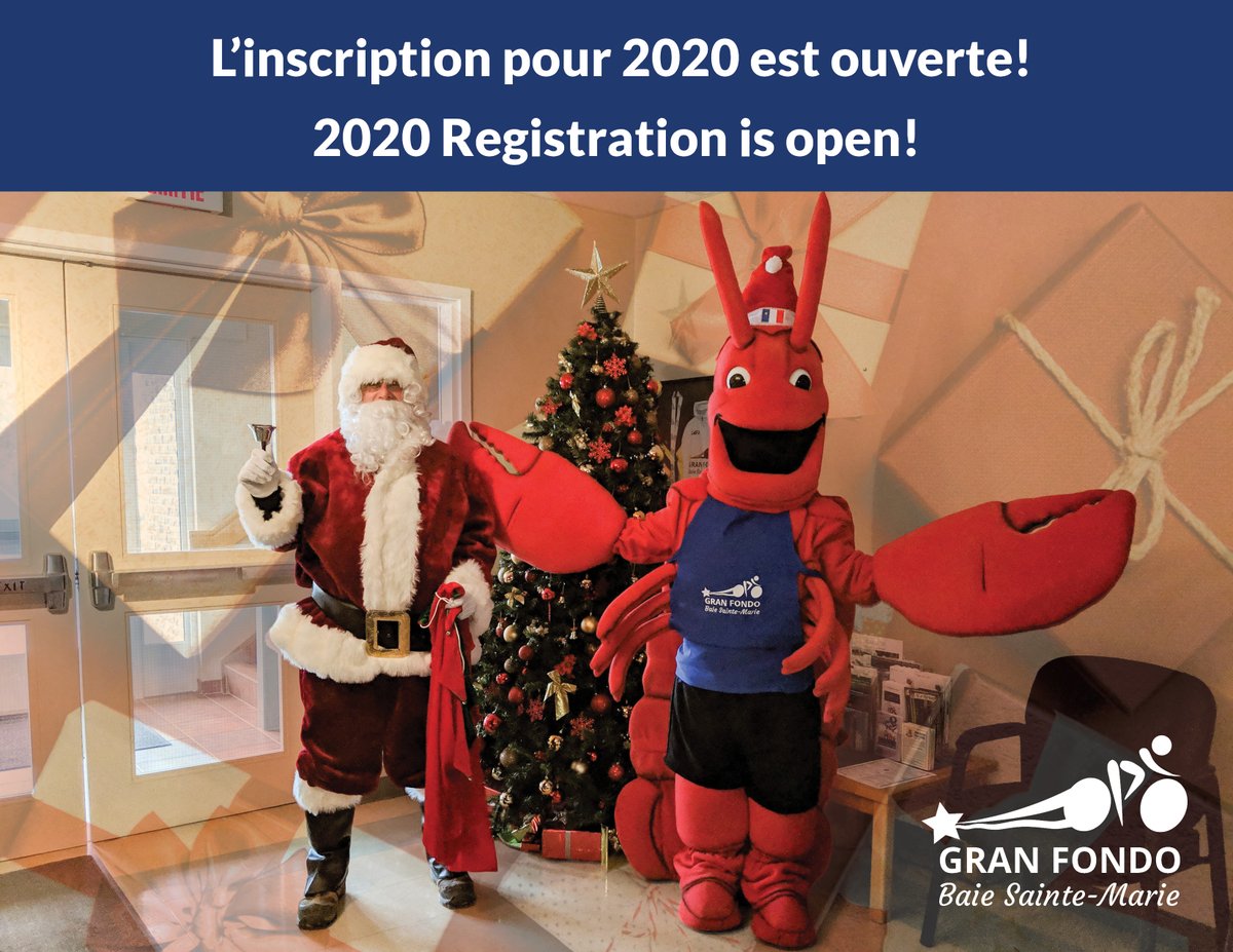GranFondoBSM's tweet image. We're excited to announce that registration is now open for our 6th edition, taking place on Sunday, September 20, 2020!😃Give the gift of cycling as a #stockingstuffer for your special someone – or perhaps it’s a gift for you! granfondobaiesaintemarie.ca/en/