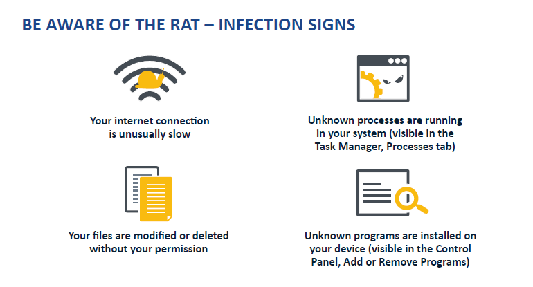 Is anyone watching you through your computer’s camera without your knowledge  👁️ 💻 You might be a victim of a Remote Access Trojan. <a href="/EC3Europol/">EC3</a> tells you all about the infection signs and what you can do to protect yourself: europol.europa.eu/sites/default/…