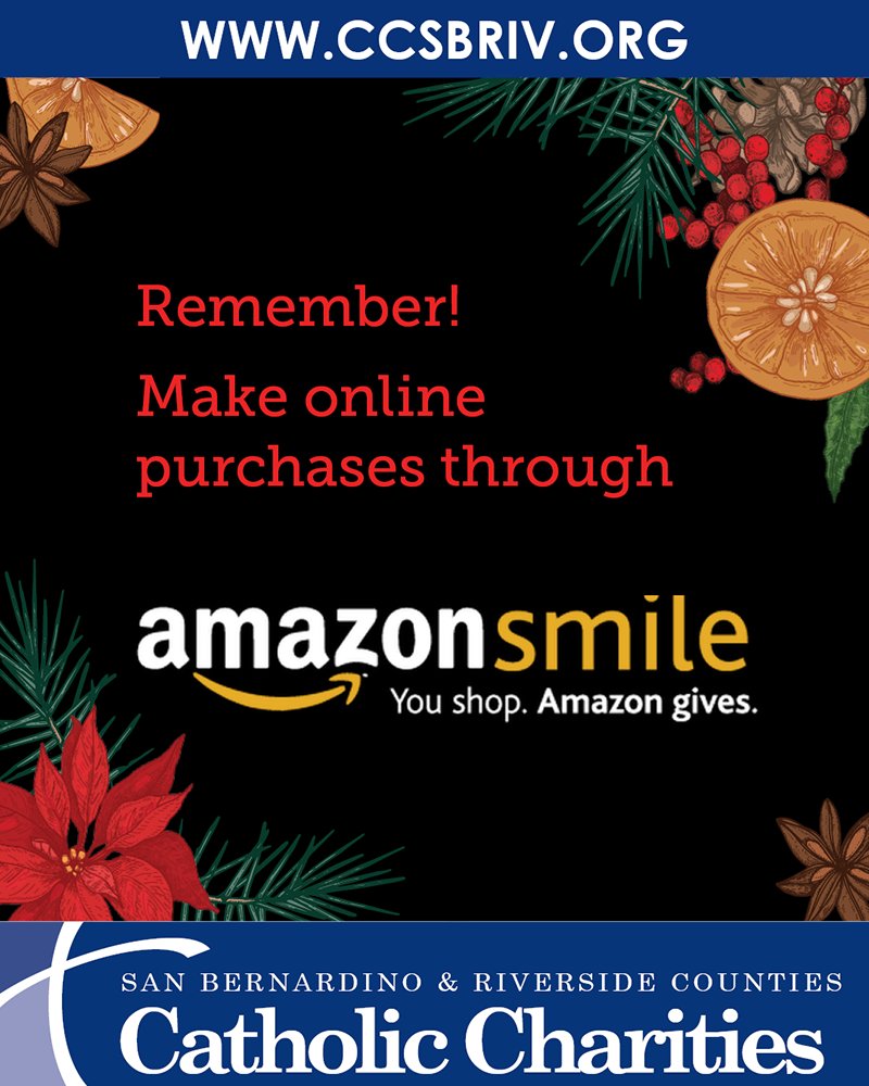 IT'S BLACK FRIDAY!  Have your Black Friday shopping go the extra mile by using AmazonSmile -- when you use smile.amazon.com to shop for holiday gifts and supplies, Amazon will donate a portion of the price you pay to Catholic Charities at no extra cost to you!