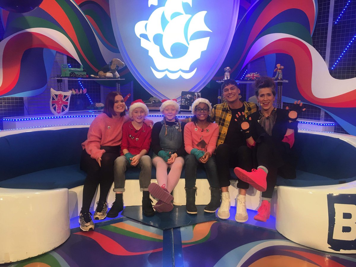 My nephew rocking the <a href="/mimu_gloves/">MiMU</a> w/ the wonderful <a href="/imogenheap/">Imogen Heap</a> on Blue Peter, having just been awarded the music badge for his mad DJ skills. Proud Auntie 😊 <a href="/cbbc/">CBBC</a> <a href="/HazyHuePhoto/">Hazel Hughes</a>