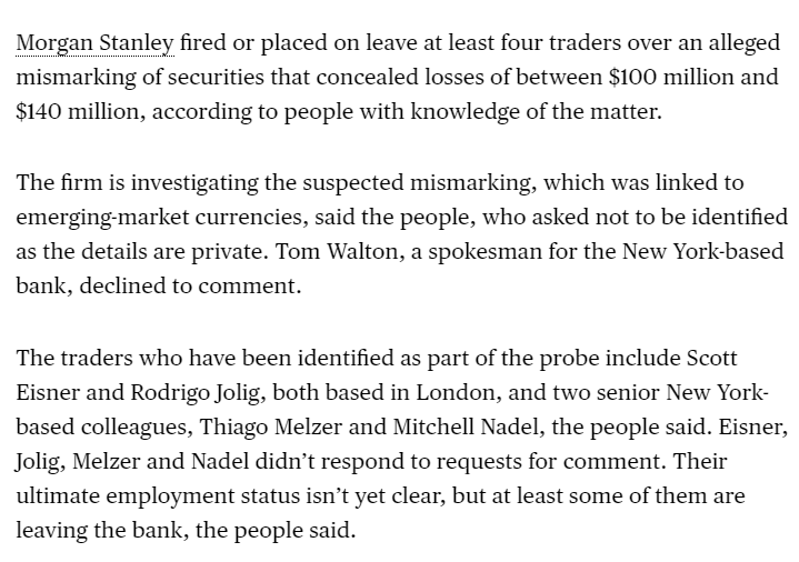 Currency trades are sometimes used as a profit making & money laundering tool. You make a bad trade with someone to eat the losses while they pocket the profit. Were they hiding from their bosses that they were betting to lose on the trades?