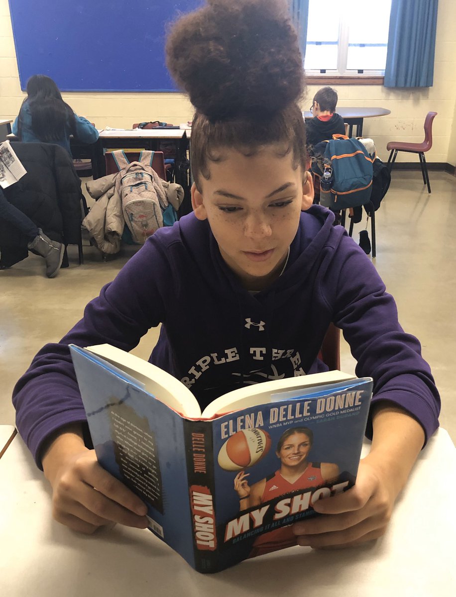 6th Grader, Gabby, reading about <a href="/WNBA/">WNBA</a> superstar, <a href="/De11eDonne/">Elena Delle Donne</a>! Gabby has a dream of being the first Nova Scotian to play in the WNBA! PLEASE RETWEET so Elena Delle Donne will see this! #studentathlete #wnba 🇨🇦 <a href="/WashMystics/">Washington Mystics</a>