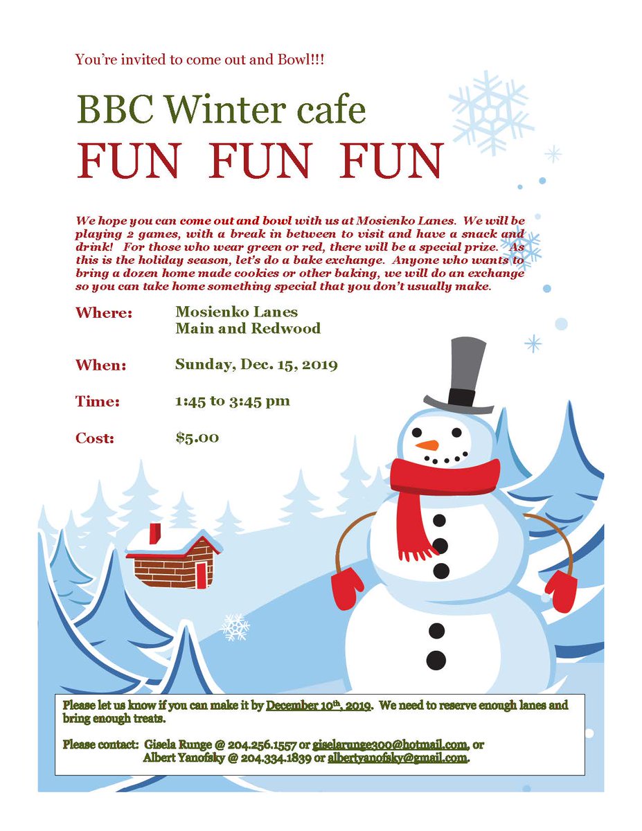 The Baby Boomer Café has planned a festive &amp; fun bowling event for Sunday, Dec 15th.  This group warmly welcomes siblings &amp; their brothers/sisters with intellectual disabilities, parents, extended family members &amp; friends.  More details provided in the poster below.
