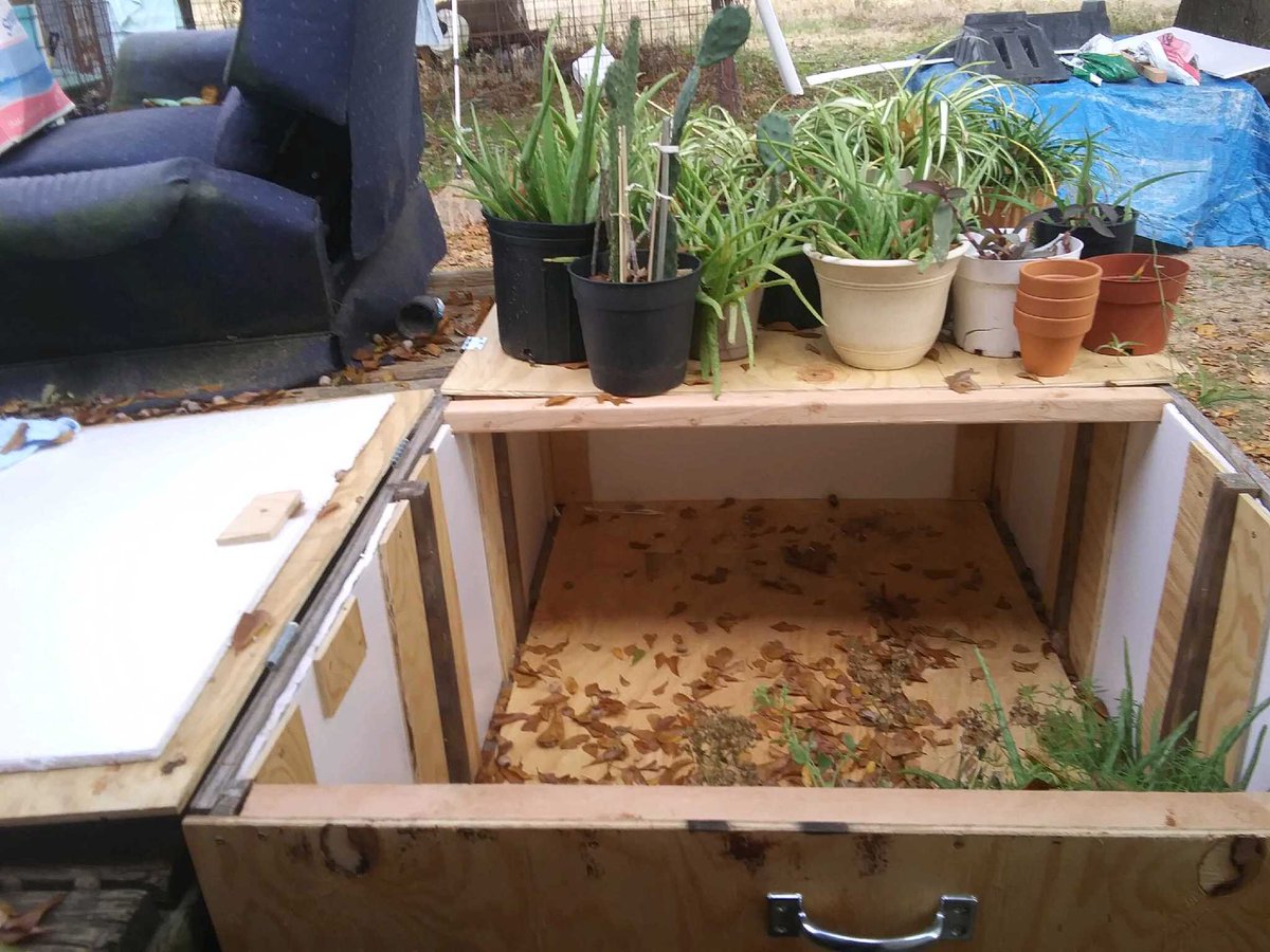Bhall1996's tweet image. Created a cold frame for my plants. Hopefully they stay warm for the winter! I need to find some glass or plexiglass for the doors. What do y’all think? #coldframe #diy #plants #botany