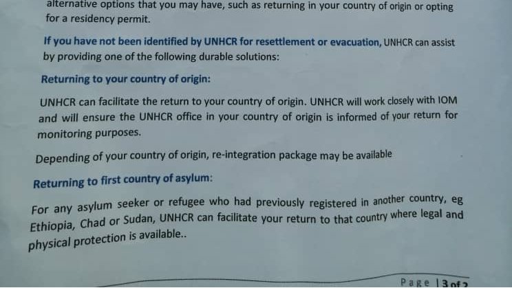 Durable solutions offered by  @UNHCRLibya:1/return to your county 2/return to the country of 1° asylum.For Darfuri refugees > Chad, for Eritreans > Ethiopia.1/Chad is home to ½ million refugees & asylum seekers.2/The 2° largest refugee population in Africa is in Ethiopia.