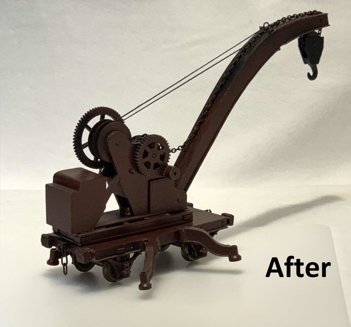 ThomasTankMerch's tweet photo. Here's some comparison photos of the NG breakdown crane! It was a combined effort between us and @FlyingPringle, who helped us finally match the paint. We're extremely thankful to be able to bring this one of a kind, hand made piece back to life. The crane really works! https://t.co/KEkNy1WzAW
