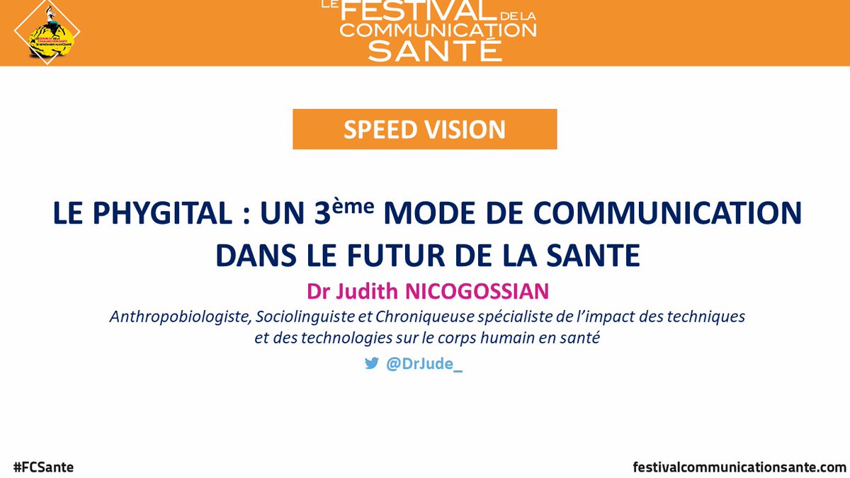 #Fcsante #Speed vision ""LE #PHYGITAL : UN 3ème MODE DE #COMMUNICATION DANS LE FUTUR DE LA #SANTÉ"" par le Dr Judith Necogossian <a href="/DrJude_/">Nicogossian</a> #hcsmeufr