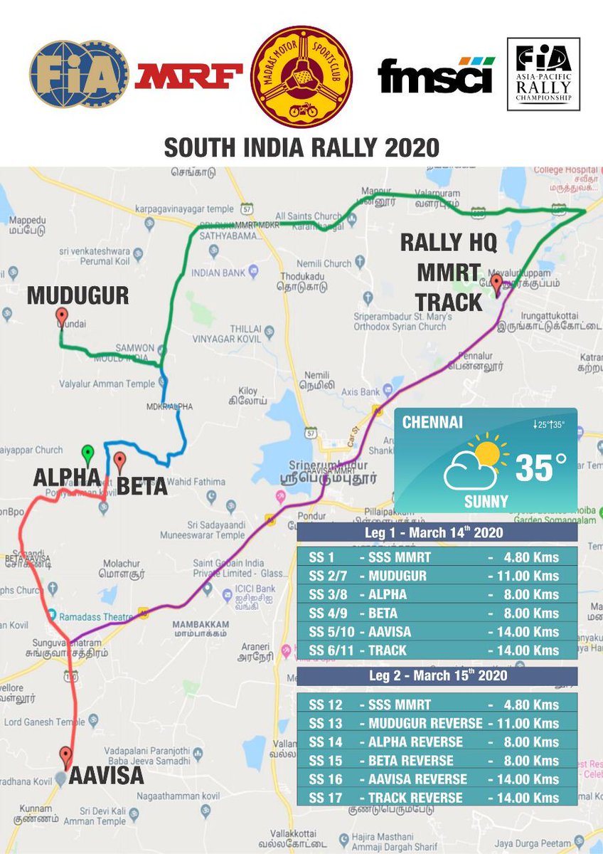 vickychandhok's tweet image. Looking forward to the @MMSCChennai @FIAaprc @fia @JeromeRoussel APRC South India Rally 20th-22nd March 2020 !!! Here&apos;s the menu of stages !!