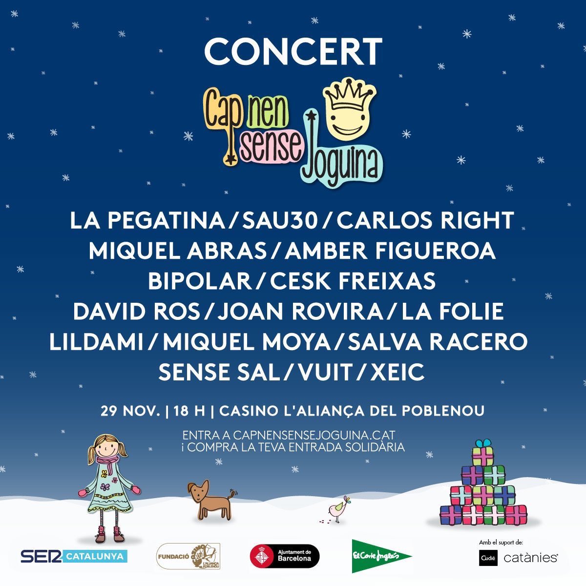 Aquesta tarda serem a la gala solidària <a href="/CapNenSJ/">Cap Nen Sense Joguina</a> amb un munt de grupassos! No us ho perdeu!