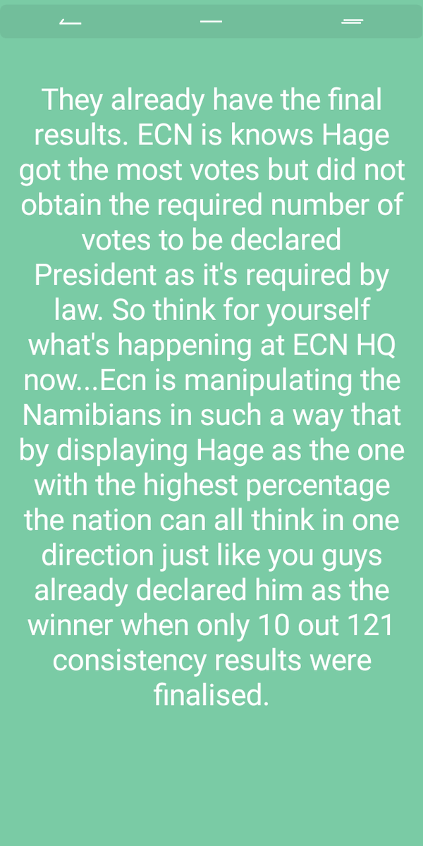 KyngMikey's tweet photo. please read and share
#NamElections2019
#NamibiaVotes19
#NamibiaElections https://t.co/dYwkzfrapF