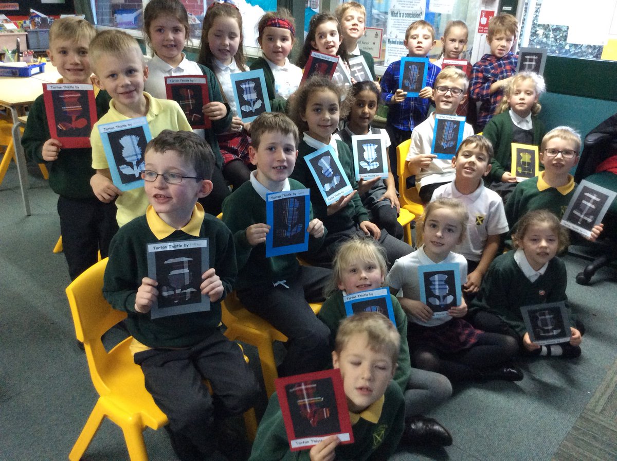 Class 2M enjoyed their Scottish Day. These are the beautiful thistle pictures they created...