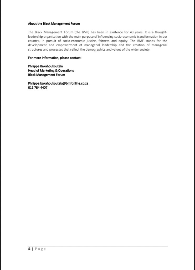 BMF congratulates BMF Stalwart Bonang Mohale on his appointment as the Chairman of the Bidvest Board.