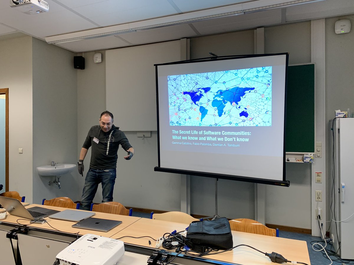 Fabio Palomba (@fabiopalomba3) on Twitter photo <a href="/maelstromdat/">TinyBowser.eth</a> is about to discuss what we (don’t) know about the life of software communities <a href="/Benevol2019/">BENEVOL 2019</a>
Cc <a href="/g_catolino/">Gemma Catolino</a> <a href="/maelstromdat/">TinyBowser.eth</a> is about to discuss what we (don’t) know about the life of software communities <a href="/Benevol2019/">BENEVOL 2019</a>
Cc <a href="/g_catolino/">Gemma Catolino</a>