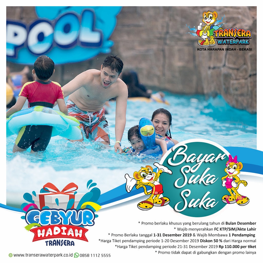 PROMO  BAYAR SUKA SUKA

Hai Sobat Transera, ada promo menarik untuk kamu nih! Bayar Suka Suka bagi kamu yang berulang tahun di bulan Desember.

Jangan sampai ketinggalan dengan promo ini... 

Info lengkap klik
transerawaterpark.co.id/page/news

Ayo ke Transera.