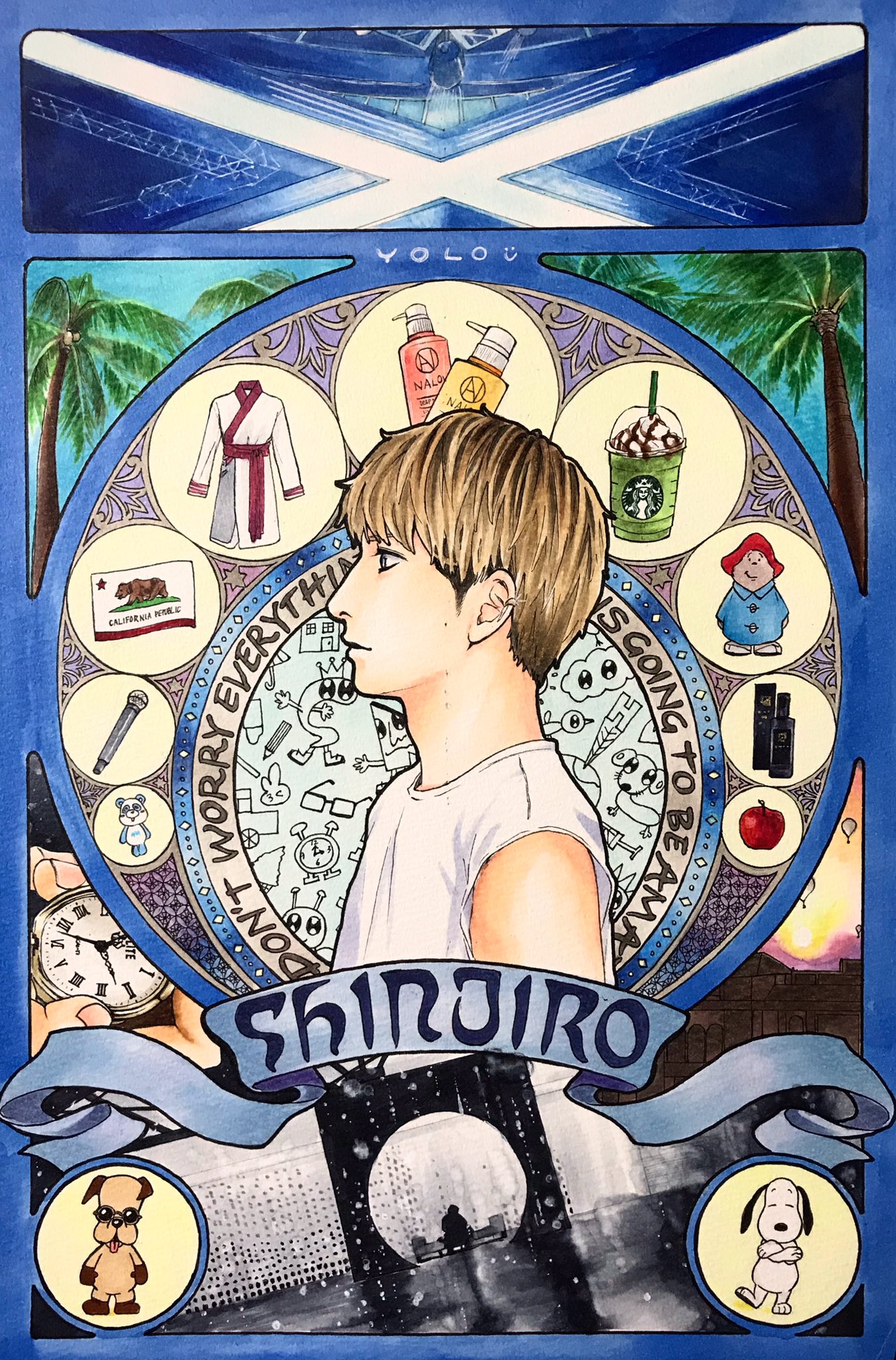 夢愛 與真司郎誕生祭 與真司郎31stanniversary 真ちゃんおたおめ絵19 ミュシャ風イラスト ミュシャ風aaa 遅刻しました T Co Jo7bqcyymy Twitter