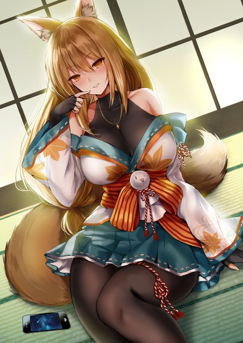 璃玖 #狐耳 #着物 #和風 #オリジナル #女の子 #璃玖 #黒タイツ https://t.co/6My8yAsJD5 