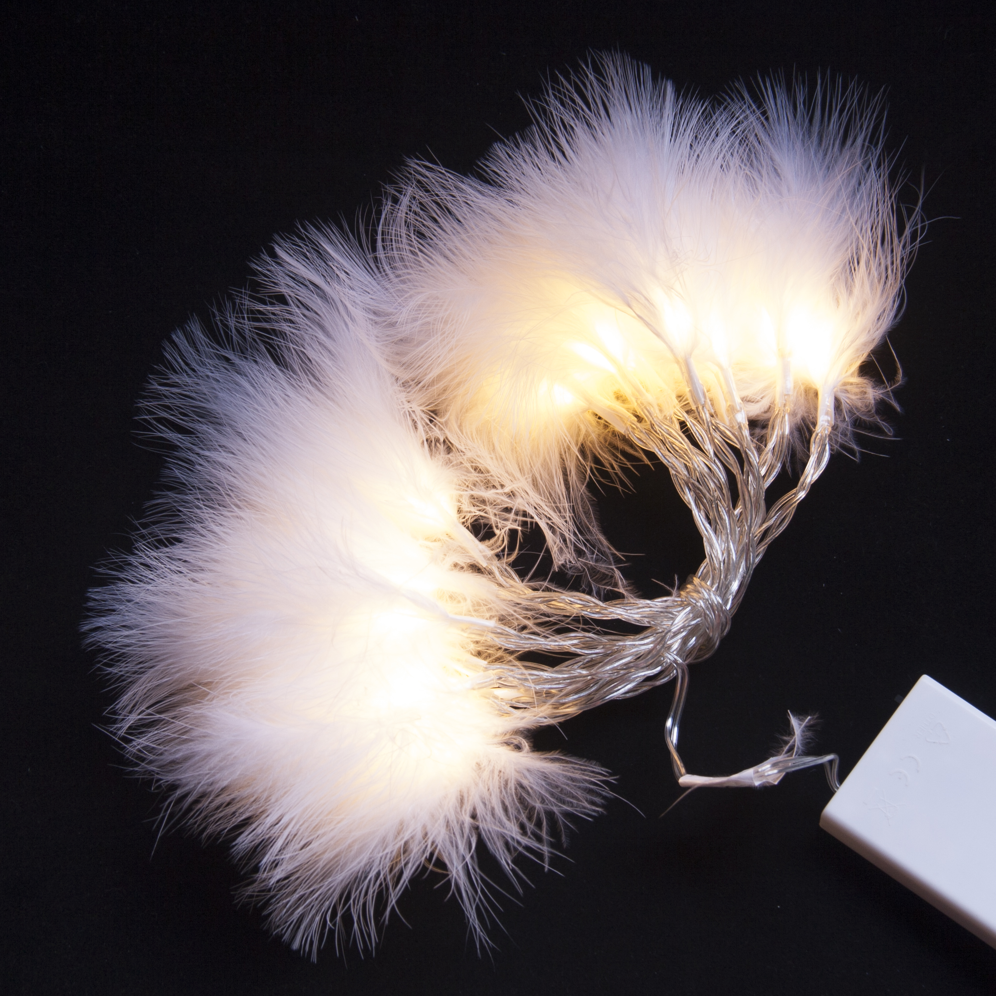 White Feather String Battery Warm White Lights with Timer buy direct fr Qbis 