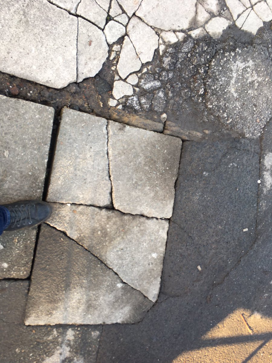 Because the sight of a car on a pavement doesn’t seem to raise an eyebrow these days - let’s take a look at the state of the pavement which will certainly require immediate repair at public expense and is being further degraded by cars mounting pavement.  #ForTheManyNotForTheFew