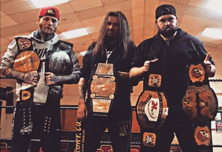 WrestleImmortal's tweet photo. When 2 became 3 and an empire was born, an empire of ANARCHY. THE ANARCHY EMPIRE. Matty Mayhem (left) "The Saint of Sin" Jay Graves (centre) Ryan Roode (right) #AnarchyInk #saintofsin #jaygraves #mattymayhem #ryanroode #AnarchyEmpire #immortalwrestling https://t.co/fGBFd4NVjR
