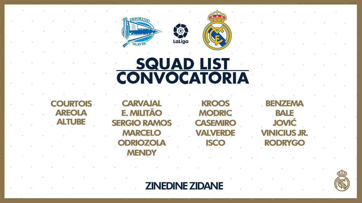 La convocatoria completa del Real Madrid.