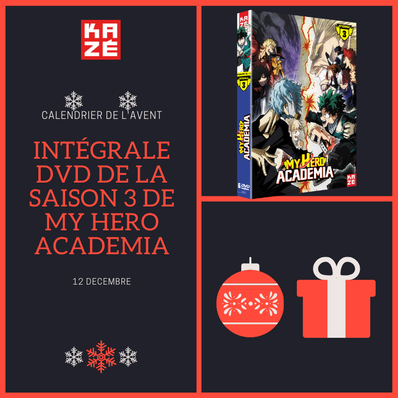 Kazemanga_fr's tweet photo. 🎁🎁Remportez l'intégrale en DVD de la saison 3 de #MyHeroAcademia sorti tout dernièrement ! 
🚩Pour participer 🚩
▪ RT
▪ Follow @KazeFrance 
💥Tirage au sort demain !😃
#calendrierdelavent https://t.co/g5WHmmgoEG