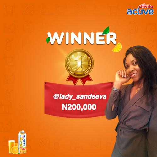 Yay! Finally, the results are in and after an eventful 3 weeks, @lady_sandeeva emerged winner of the Chivita Tagtive Challenge and the 1st prize of N200,000. Congratulations! Our team will be in touch. 
#stayactive #chivitaactive #tagtivepromo