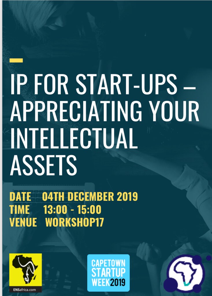 SiliconCape's tweet photo. Opportunity 🚨 Alert @ENSlaw, #SiliconCape and @heavychef are proud to host an information session on “IP for Startups - Appreciating your Intellectual Assets!” Our speaker is Dr @joanneharmelen RSVP here 👉🏽 https://t.co/euNcr4NKgF https://t.co/yys5O9eqOa