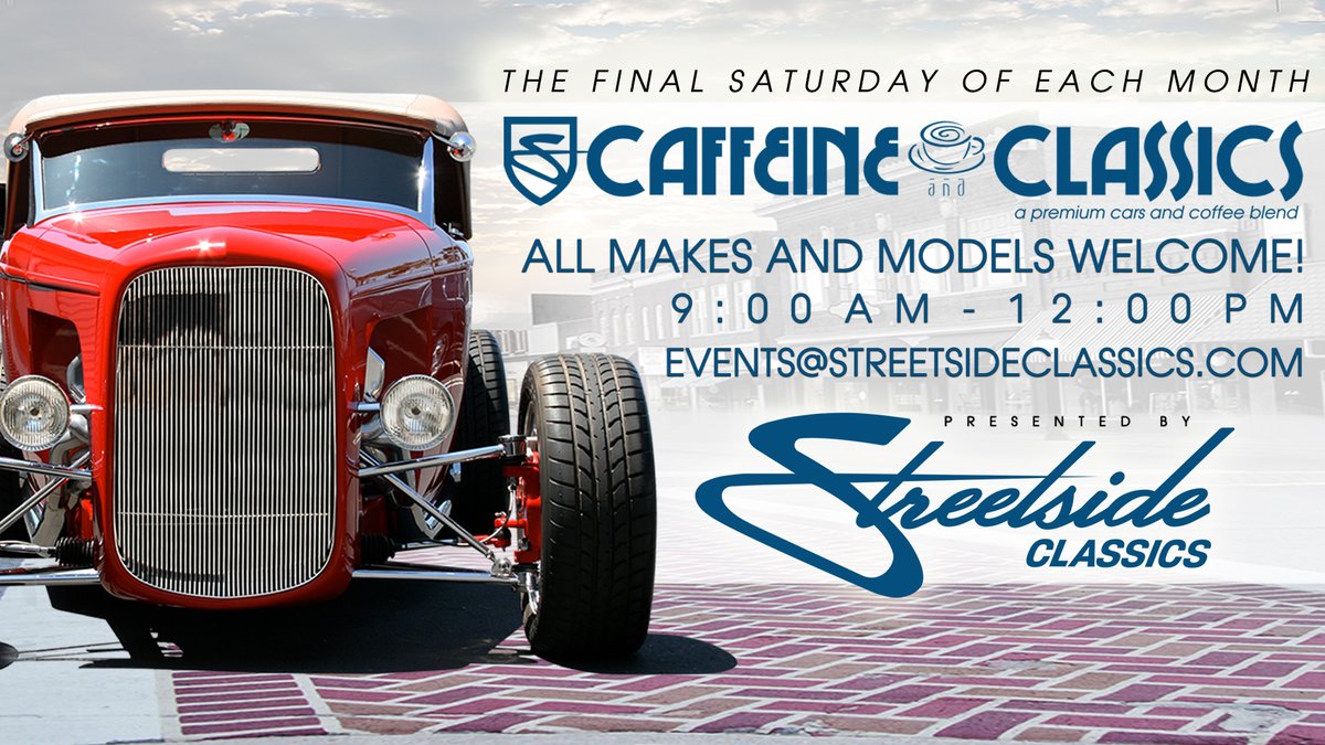 streetsidecars's tweet photo. Streetside Classic's monthly automotive gathering takes place on the final Saturday of every month from 9 AM until 12 noon! Please join us this Saturday!

#carshow #carmeet #streetside #streetsideclassics #classiccars #sportscars #musclecars #cars #meetup #caffeine #classics https://t.co/uosAJNadRK