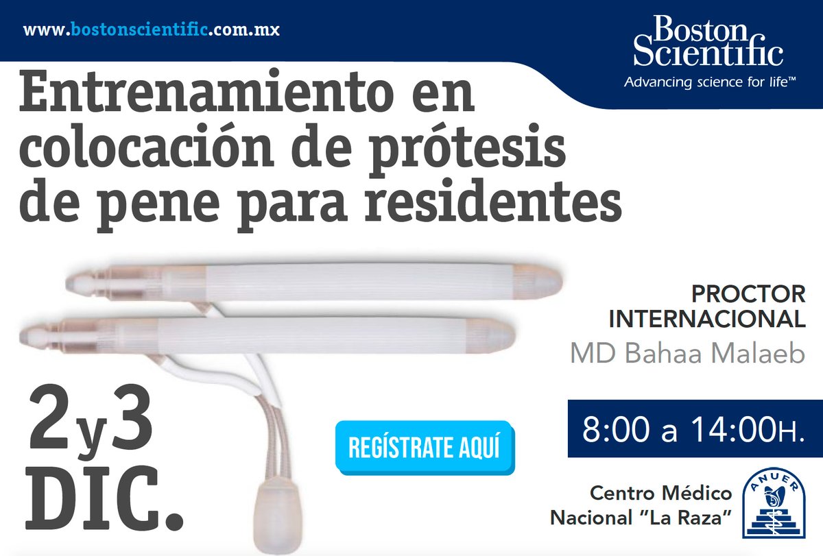 Asociación Nacional de Urólogos Egresados Raza (@anuermx) on Twitter photo INVITADO INTERNACIONAL
Entrenamiento en colocación de prótesis de pene
para residentes diciembre 2019
Bahaa Sami Malaeb MD. <a href="/BMalaeb80/">Bahaa Malaeb</a>
#ANUER #UrologosdelaRaza
Más información:
anuer.org INVITADO INTERNACIONAL
Entrenamiento en colocación de prótesis de pene
para residentes diciembre 2019
Bahaa Sami Malaeb MD. <a href="/BMalaeb80/">Bahaa Malaeb</a>
#ANUER #UrologosdelaRaza
Más información:
anuer.org