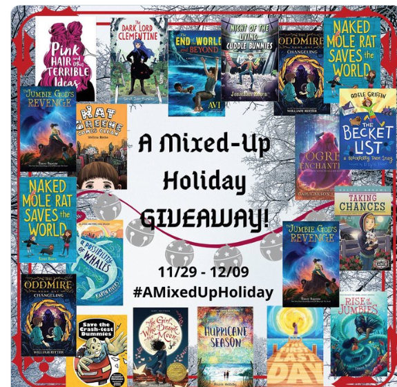 MixedUpFiles's tweet photo. So, #AMixedUpHoliday giveaway is ON,  #Educators and #Librarians! 

Like, RT and follow @MixedUpFiles for a chance to win a BONANZA of Mixed-Up goodness! #GIVEAWAY ends 12/9. (U.S. only, please). #MGlit https://t.co/j3vQKRvKXi