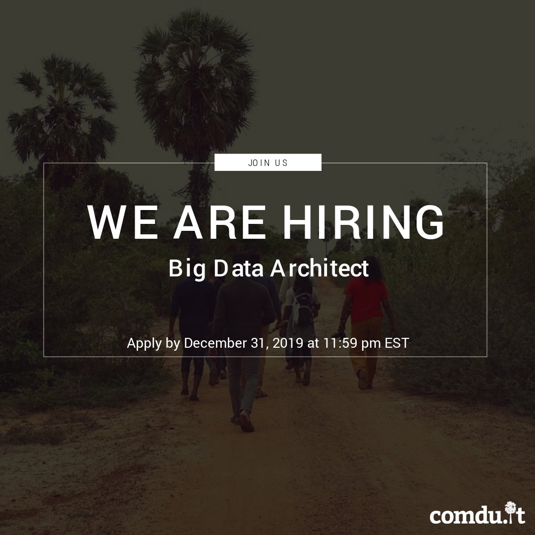 We are hiring a Big Data Architect based in #Jaffna &amp; #Colombo, #SriLanka. Applications are due by December 31, 2019. For full job ad and to apply online, visit comdu.it/jobs/we-are-hi… #joinus #comduit