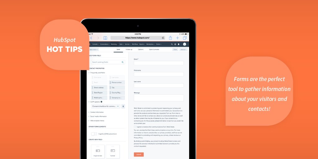 Forms are the perfect tool to gather important information about your visitors and contacts. In HubSpot, you can easily create forms to add to your HubSpot pages or external site! #hottipsfromhubspot

#growthmarketing #marketingdigital #digitalmarketing #seo #businessgrowth