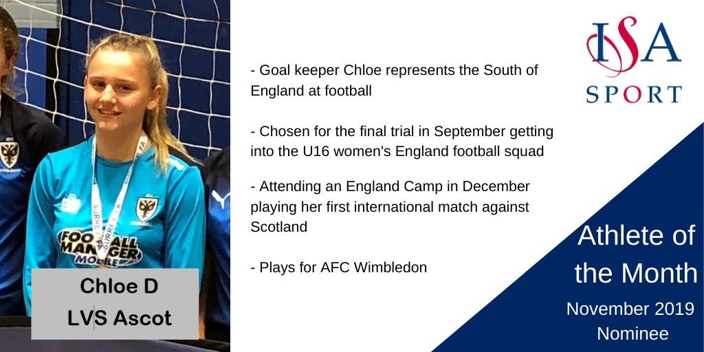 ISAsportUK's tweet image. Retweet for Chloe @lvsascot for the November Athlete of the Month Award!

Voting closes Friday 6 December 12pm