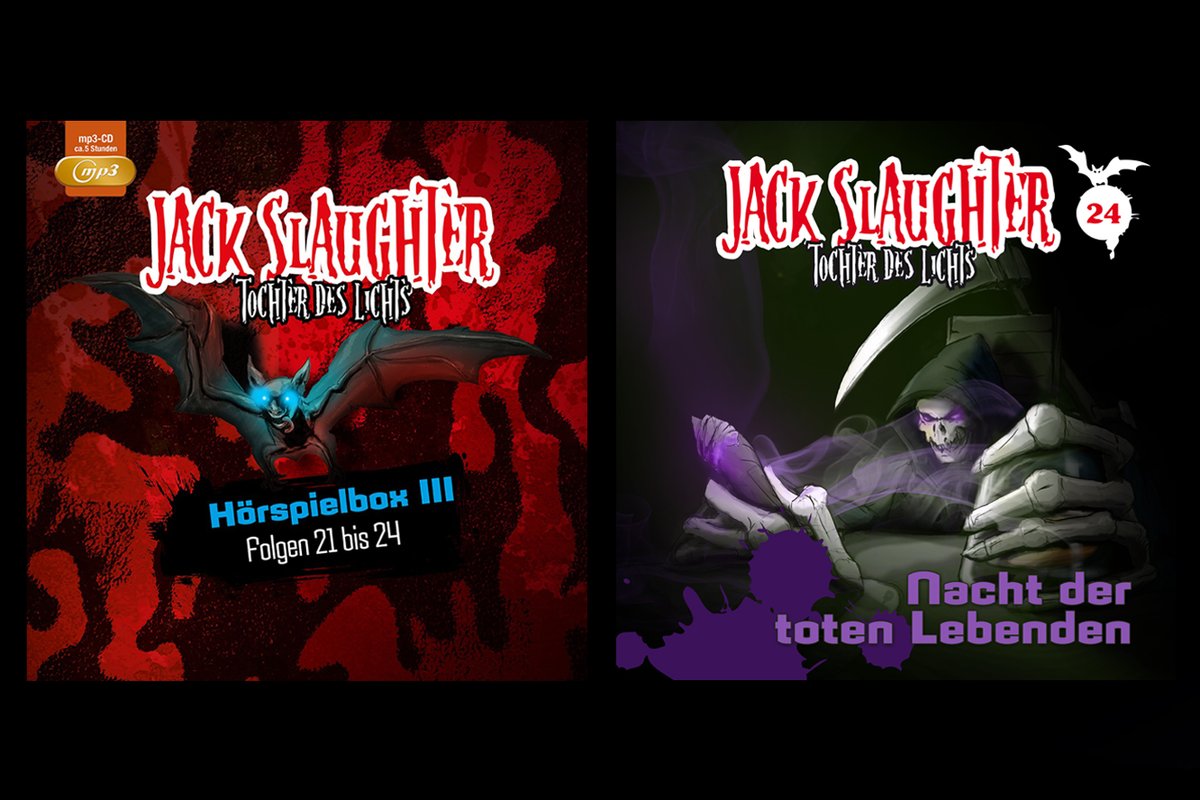 folgenreich's tweet photo. Folgenreich wünscht allen eine angenehme „Nacht der toten Lebenden“ 😱, denn heute erscheint das gleichnamige #Hörspiel von #JackSlaughter #TochterDesLichts! Und… die mp3-CD #Box mit den Folgen 21-24! 🎉 Mehr Infos ➡ https://t.co/klZbRkJ87a 👻 https://t.co/DPkeeRaJO3 https://t.co/i5rCIK1tgw