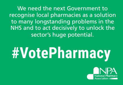 NPA1921's tweet photo. The #GeneralElection2019 is a chance to gain commitment from your local candidates to support #communitypharmacy and pledge to act decisively to unlock the sectors huge potential if they get elected

Share your community pharmacy pledge with #VotePharmacy

https://t.co/xpNnCm2H7f https://t.co/8rWBjJM9Ih