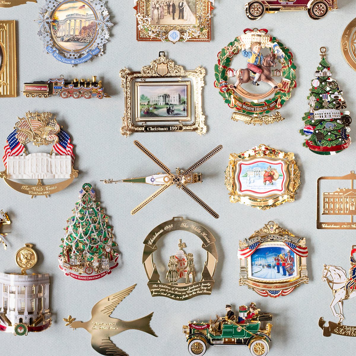 We have created the Official White House Christmas Ornament each year since 1981. All of these treasures are made in the USA, with sales benefitting our mission of supporting education and the historic preservation of the White House.How many do you have in your collection?